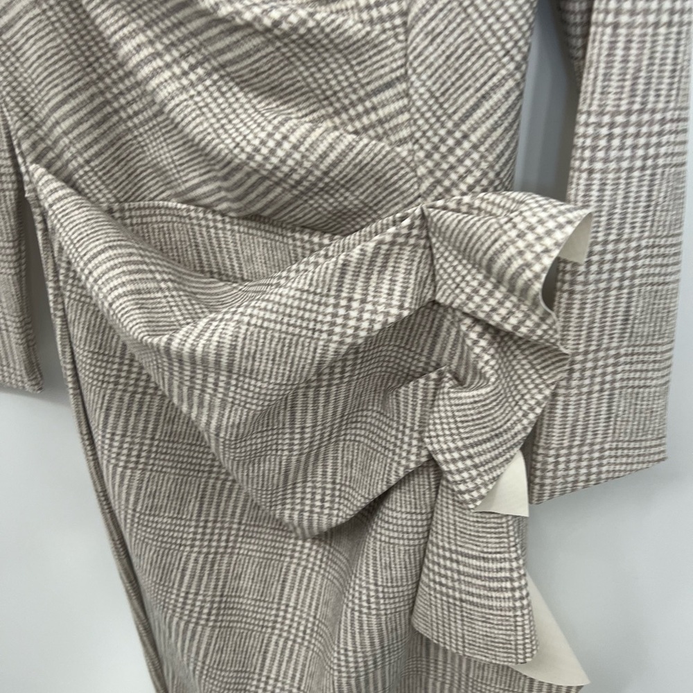 Chiara Boni Checkered Midi Dress in Beige and Gray - Picture 5 of 11
